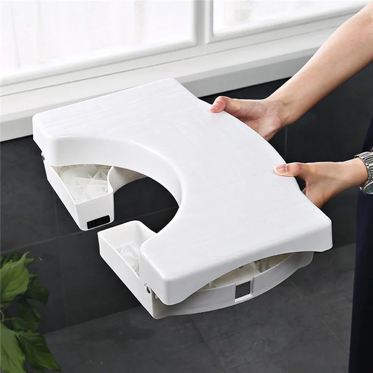 Taburete de inodoro plegable Ayuda para ponerse en cuclillas para niños, mujeres embarazadas Reposapiés de baño Orinal portátil - Blanco