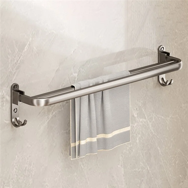 Toallero de pared plegable de 60 cm de aleación de aluminio, organizador de baño sin necesidad de taladrar para lavabo o ducha
