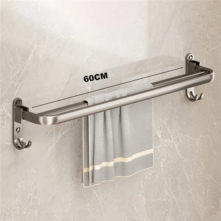 Toallero de pared plegable de 60 cm de aleación de aluminio, organizador de baño sin necesidad de taladrar para lavabo o ducha