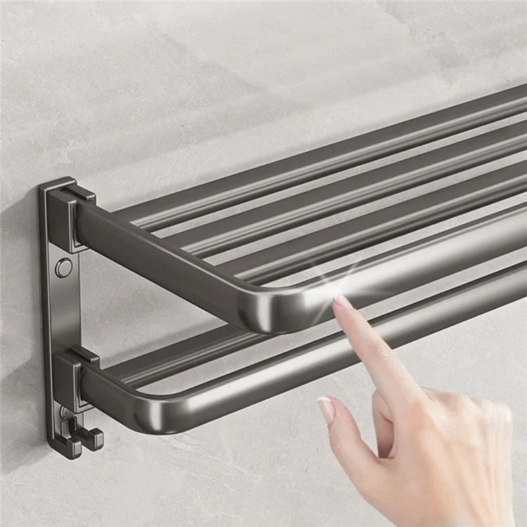 Soporte de Toallas Plegable de 40 cm Montado en Pared, Estante de Almacenamiento de Metal para Baño, Sin Necesidad de Perforación para Lavabo / Inodoro