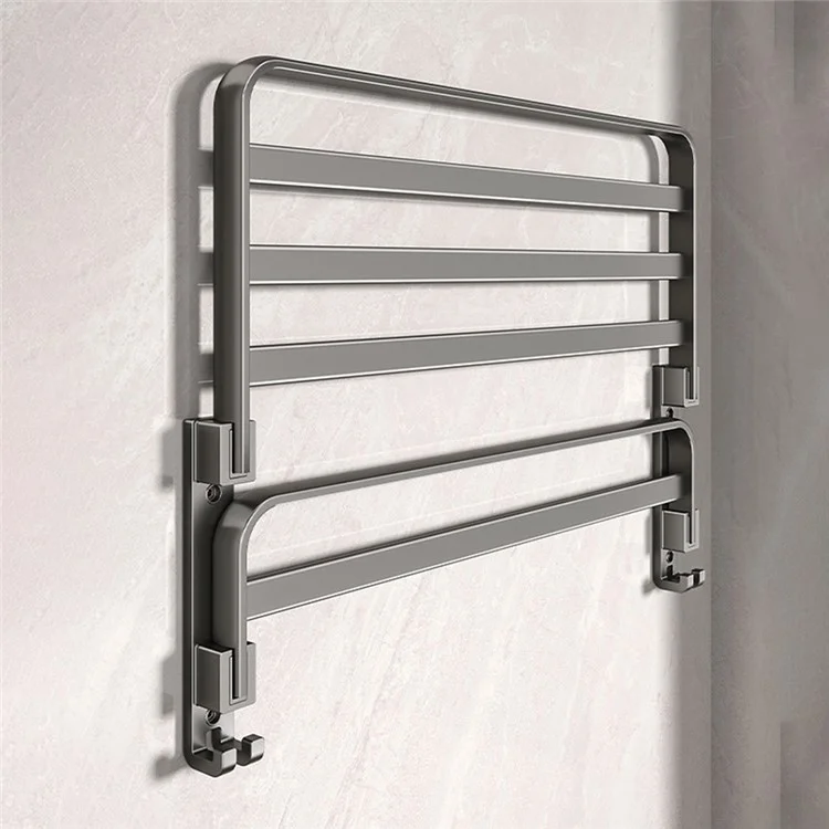 Soporte de Toallas Plegable de 40 cm Montado en Pared, Estante de Almacenamiento de Metal para Baño, Sin Necesidad de Perforación para Lavabo / Inodoro