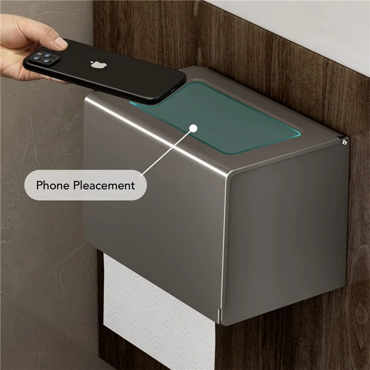 Soporte de Papel Higiénico de Aleación de Aluminio Montado en Pared sin Necesidad de Taladrar Caja de Pañuelos de Baño