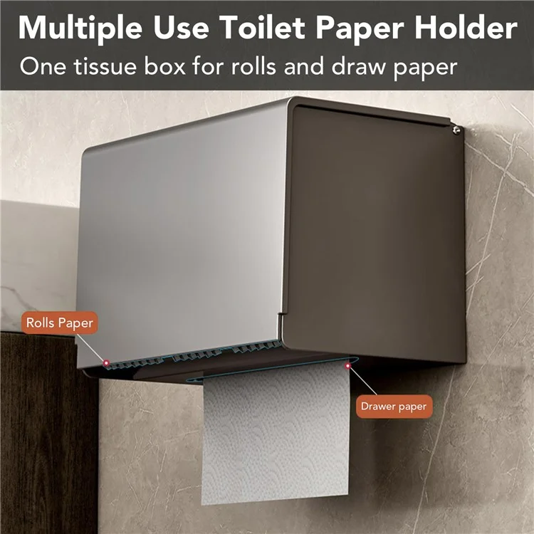 Soporte de Papel Higiénico de Aleación de Aluminio Montado en Pared sin Necesidad de Taladrar Caja de Pañuelos de Baño