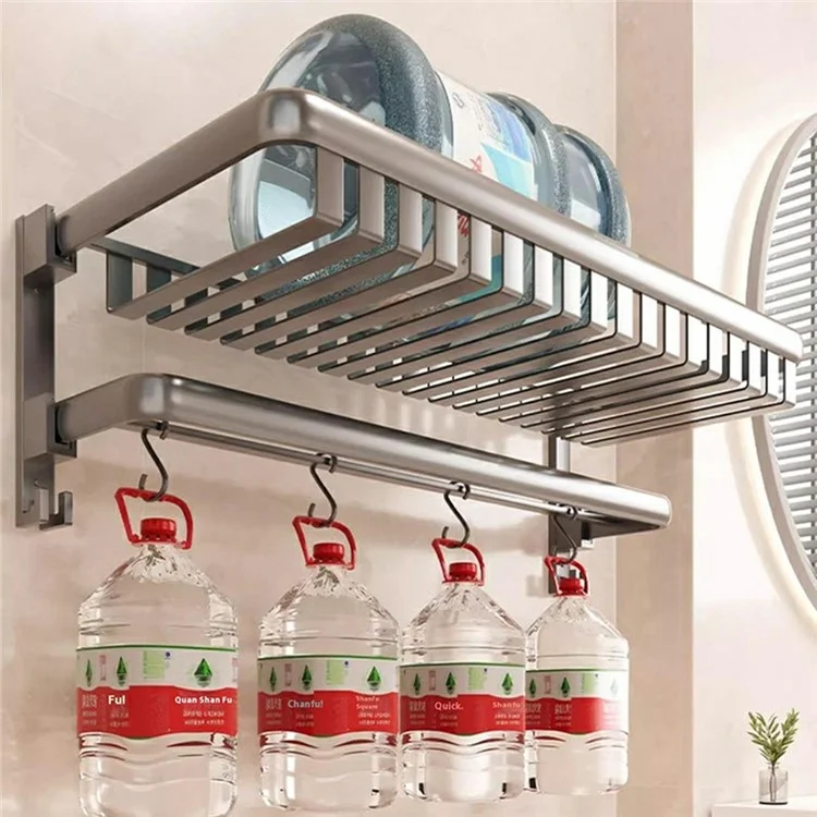 Toallero plegable de 40 cm para baño, de aleación de aluminio, montaje en pared sin taladrar, estantería para toallas y ropa