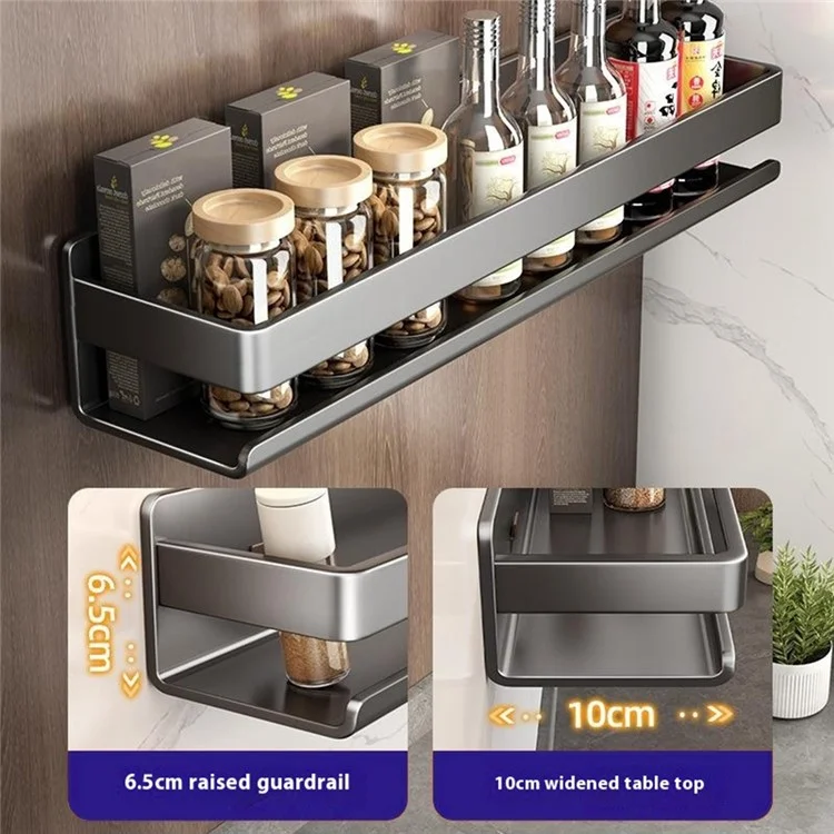 Étagère murale pour épices en acier au carbone de 50 cm sans perçage pour bouteilles d'assaisonnement