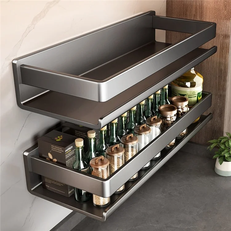 Étagère à épices de cuisine en acier carbone de 40 cm, montage mural sans perçage, rangement pour bouteilles d'assaisonnement