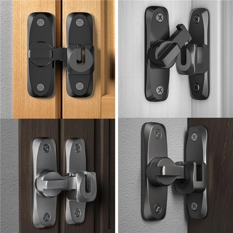 Serratura per porte scorrevoli in lega di zinco senza foratura, per bagno, camera da letto e ripostiglio - Nero