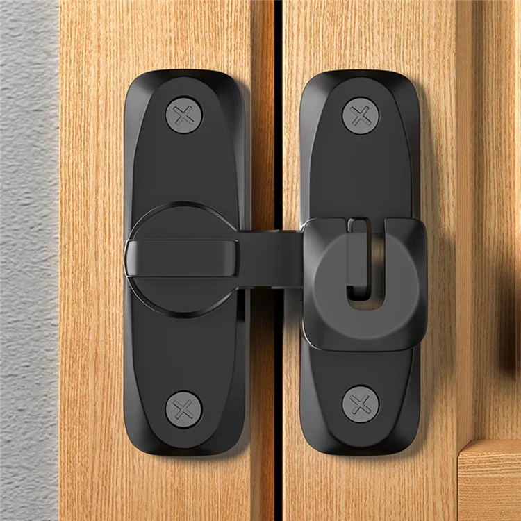 Serratura per porte scorrevoli in lega di zinco senza foratura, per bagno, camera da letto e ripostiglio - Nero