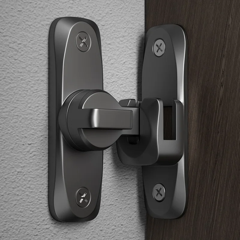 No Drill Installation Zinc Alloy Door Latch Bolt Lock for Sliding Doors Bathroom Bedroom Closet Door - Grey