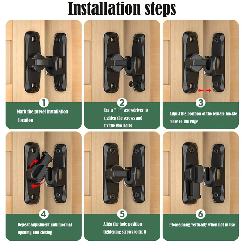 No Drill Installation Zinc Alloy Door Latch Bolt Lock for Sliding Doors Bathroom Bedroom Closet Door - Grey