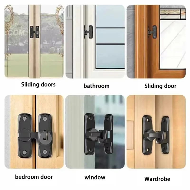 No Drill Installation Zinc Alloy Door Latch Bolt Lock for Sliding Doors Bathroom Bedroom Closet Door - Grey