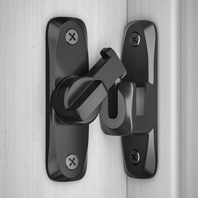 No Drill Installation Zinc Alloy Door Latch Bolt Lock for Sliding Doors Bathroom Bedroom Closet Door - Grey