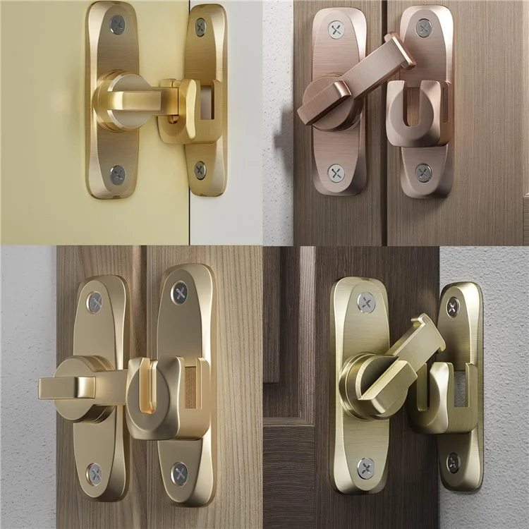 Cerrojo de pestillo para puertas correderas de baño, dormitorio y armario - Sin necesidad de taladrar, de aleación de zinc, color oro