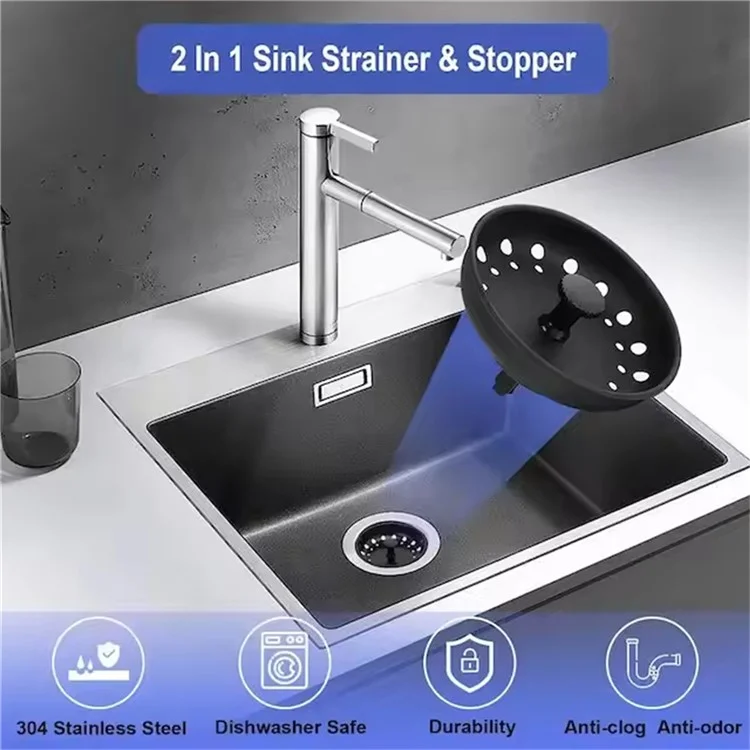 Set da 3 Pezzi Colino Filtro per Lavello da Cucina in Acciaio Inossidabile Tappo Scarico Copri Rifiuti