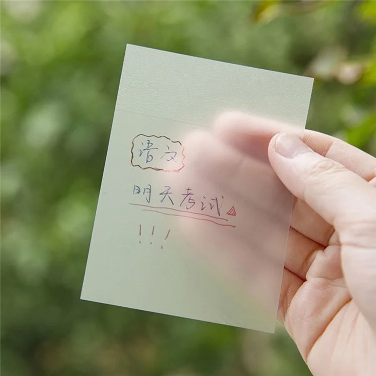 7.5x7.5cm PET Transparent Sticky Notes 50 Sheets Students Office Waterproof See-Through Memo Pad