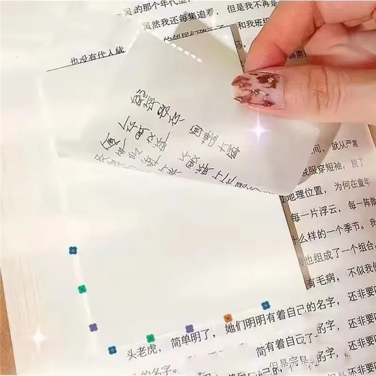 7x9.5cm PET Transparent Sticky Notes 50 Sheets Students Office Waterproof See-Through Memo Pad