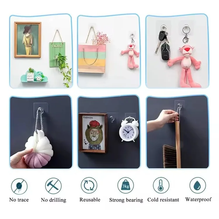 10 Piezas de Ganchos Adhesivos de Pared para Colgar Marcos de Fotos, Claves y Otros Objetos