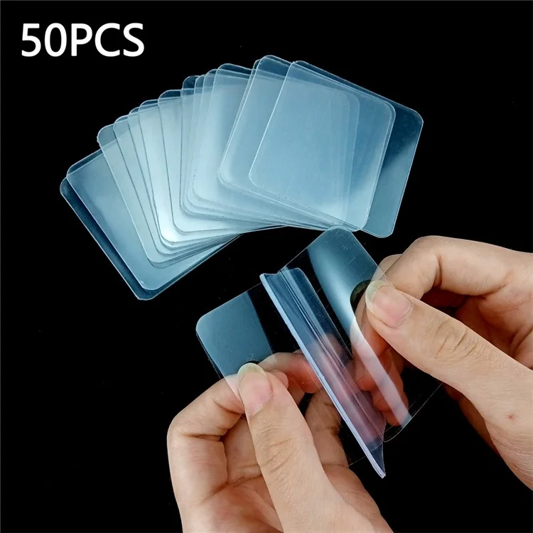 50 Peças de Almofadas Adesivas Dupla Face 6 x 6cm Transparentes de Acrílico, Impermeáveis e Reutilizáveis para Uso Interno e Externo