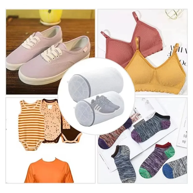 Shoes Wash Bag Sneaker Mesh Wash Bag Shoe Cleaning Laundry Bag with Zipper, Size M: 18 x 30cm