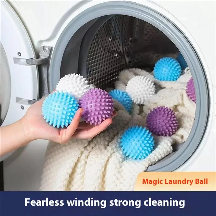 4 bolas mágicas anti-enredos para secadora de ropa Bolas de limpieza reutilizables para lavadora - Azul