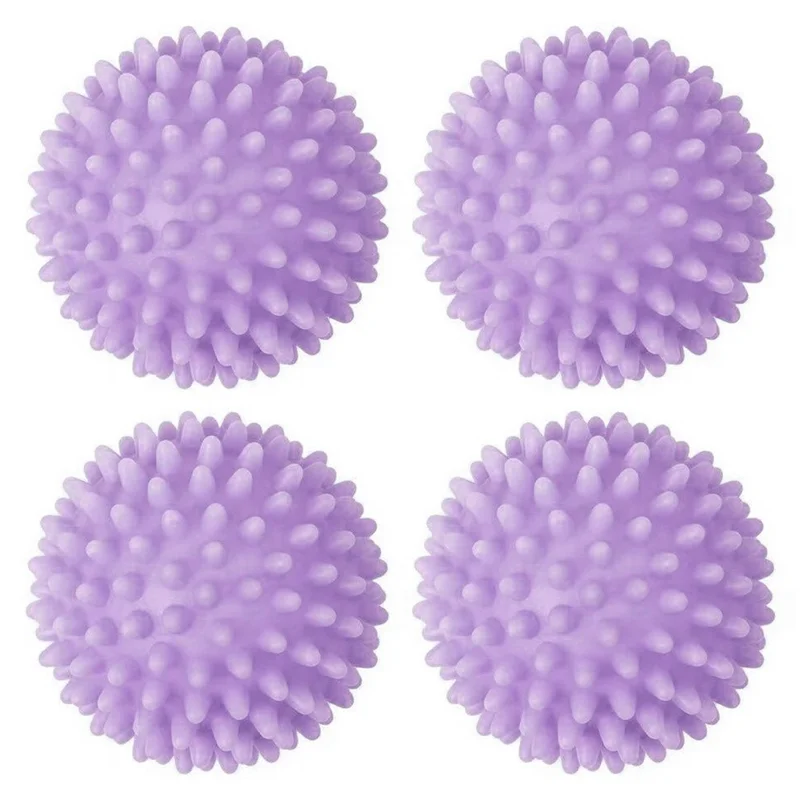4Pcs Anti Winding Tumble Dryer Magic Laundry Balls for Washing Machine Reusable Cleaning Balls - Purple