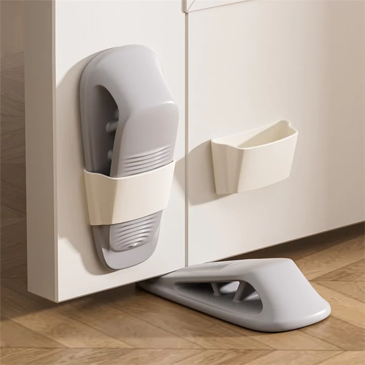 Tope de puerta antichoque para el hogar con seguridad infantil, cuña para puerta sin necesidad de taladrar - Gris