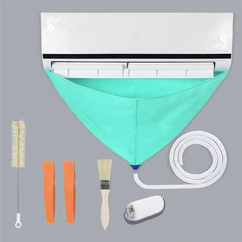 Air Conditioner Cleaning Kit Wall-Mounted AC Reusable Water Catch Bag Clean Brush
