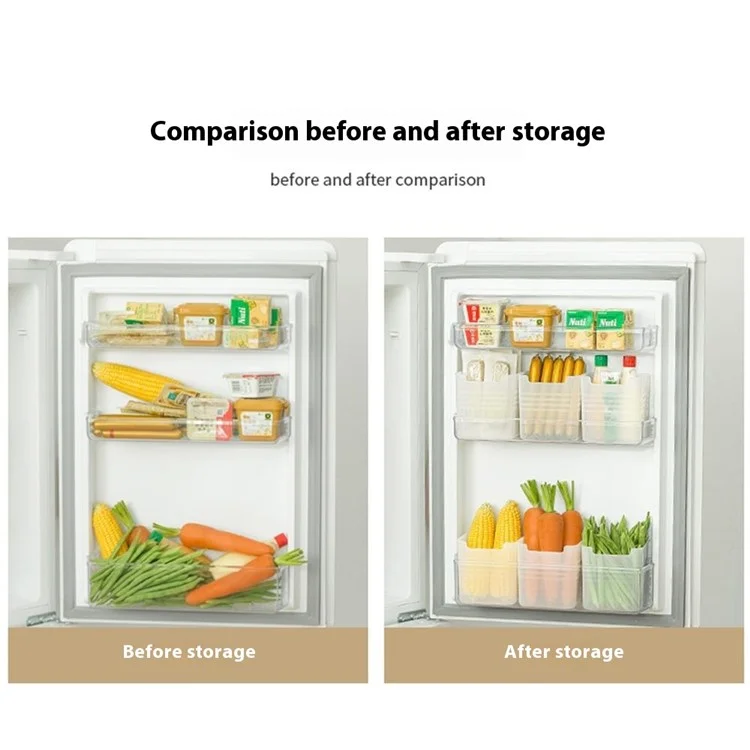 Contenedor de almacenamiento de 3 piezas para puerta lateral de frigorífico, organizador de frutas, caja de polipropileno para conservación de alimentos (Sin FDA, libre de BPA)