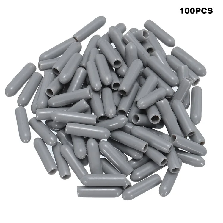 100 Peças Protetor de Ponta de Rack de Lava-Louças 3x25mm Tampas Anti-Risco à Prova de Poeira PVC - Cinza