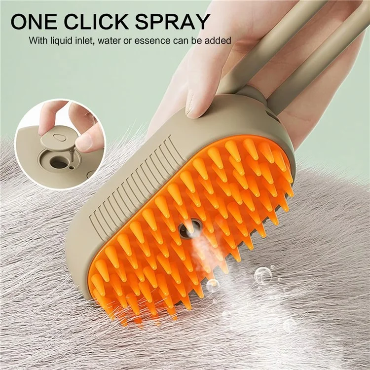 Pet Grooming Brush Electric Steam Spray Comb Massage Detangler Comb for Dogs Cats - White
