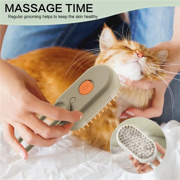 Pet Grooming Brush Electric Steam Spray Comb Massage Detangler Comb for Dogs Cats - White