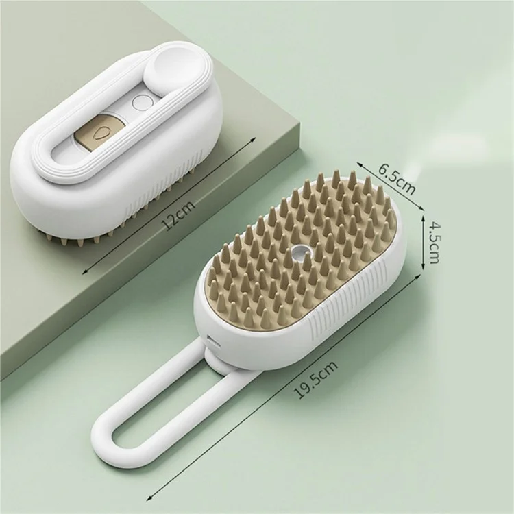 Pet Grooming Brush Electric Steam Spray Comb Massage Detangler Comb for Dogs Cats - White