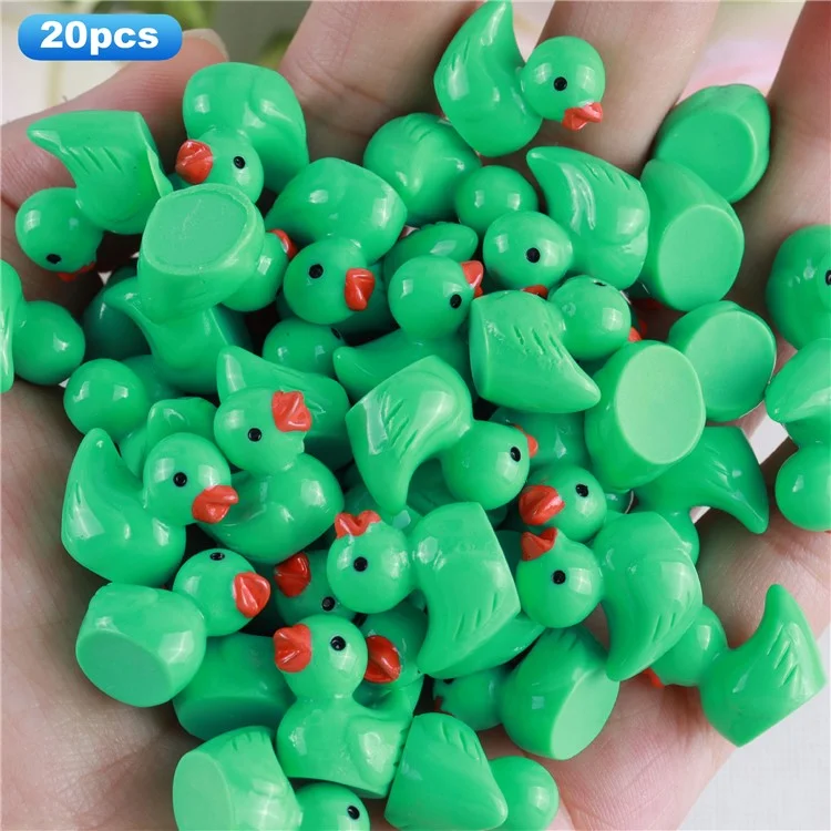 20Pcs DIY Craft Miniature Ducks Resin Accessories for Micro Landscape Terrarium Jewelry Making Phone Case Decoration - Green