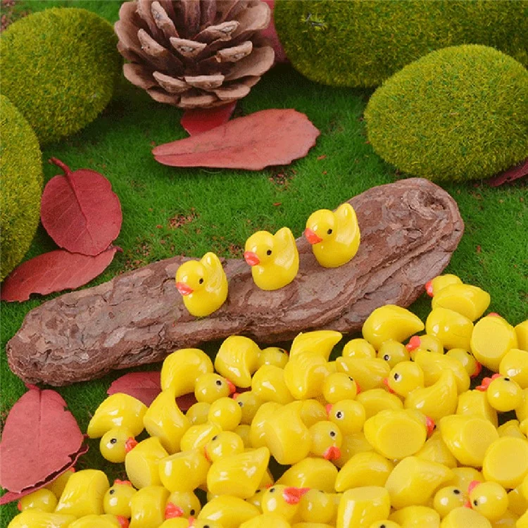 20Pcs DIY Craft Miniature Ducks Resin Accessories for Micro Landscape Terrarium Jewelry Making Phone Case Decoration - Green