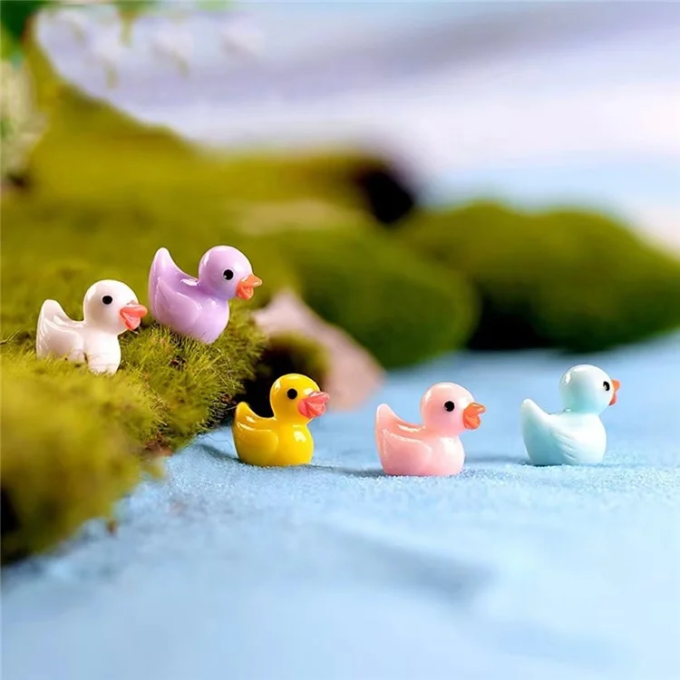 20Pcs DIY Craft Miniature Ducks Resin Accessories for Micro Landscape Terrarium Jewelry Making Phone Case Decoration - Green