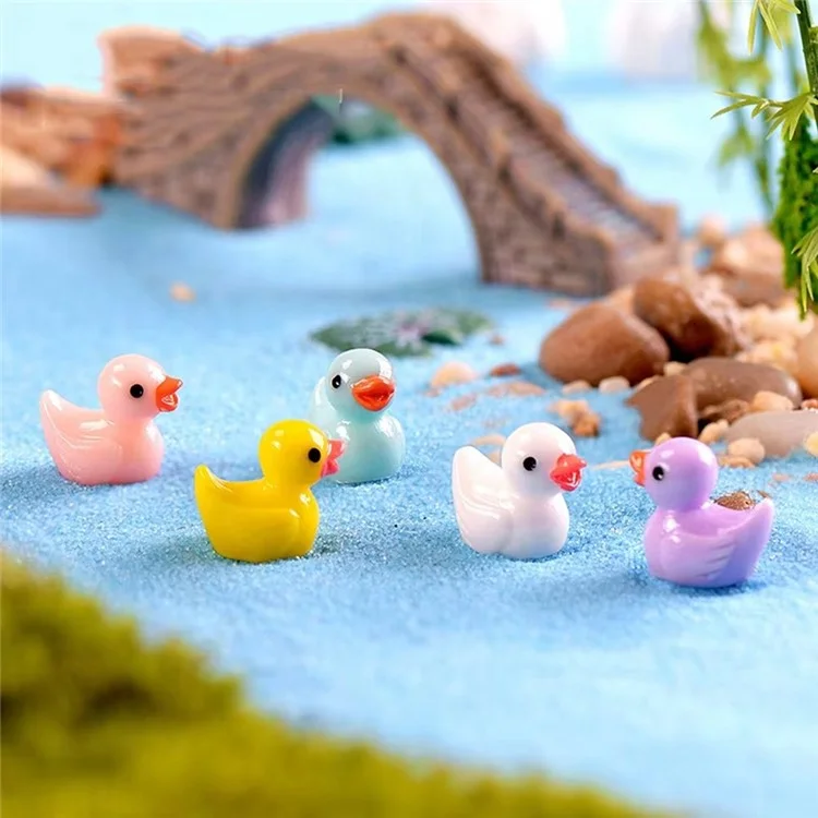 20Pcs DIY Craft Miniature Ducks Resin Accessories for Micro Landscape Terrarium Jewelry Making Phone Case Decoration - Green