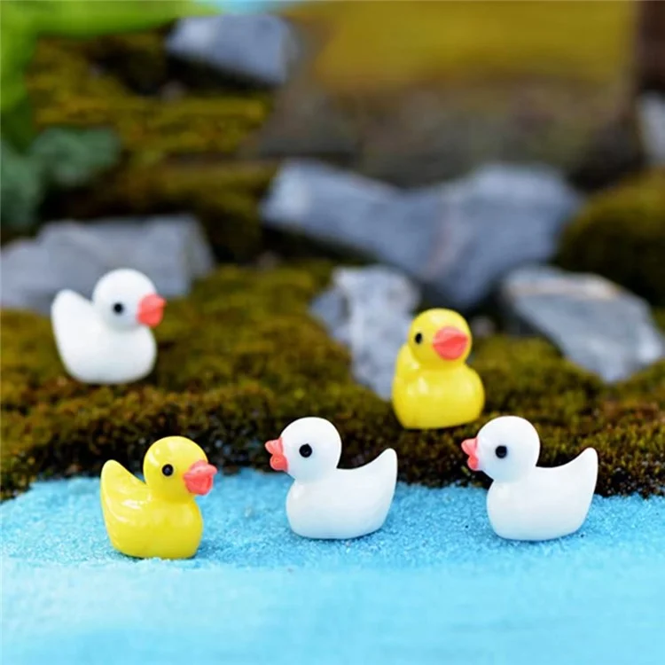 20Pcs DIY Craft Miniature Ducks Resin Accessories for Micro Landscape Terrarium Jewelry Making Phone Case Decoration - Green