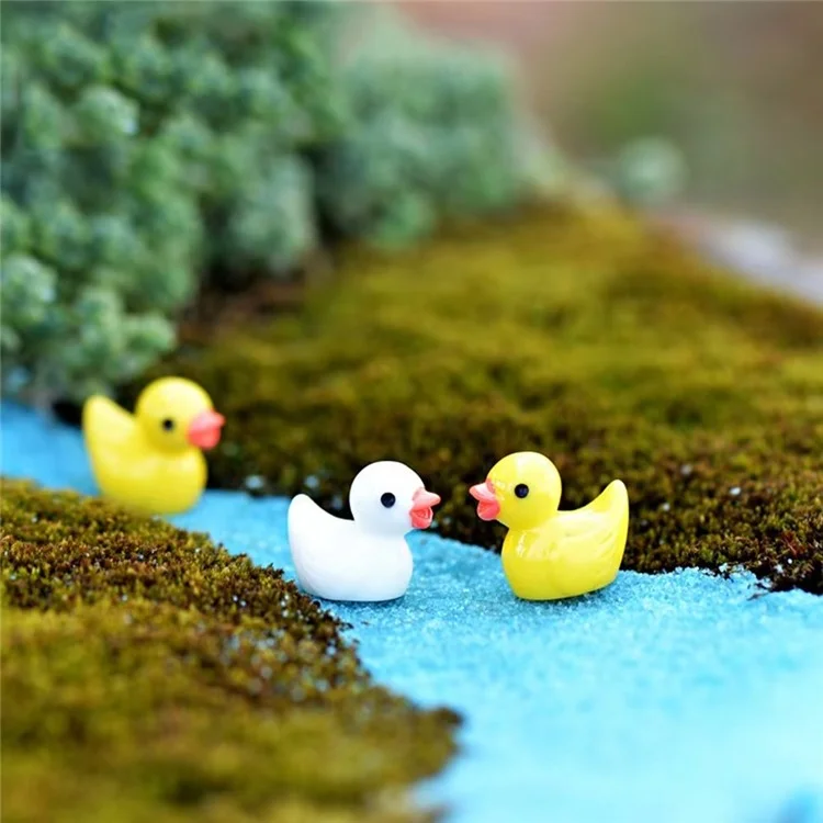 20Pcs DIY Craft Miniature Ducks Resin Accessories for Micro Landscape Terrarium Jewelry Making Phone Case Decoration - Green