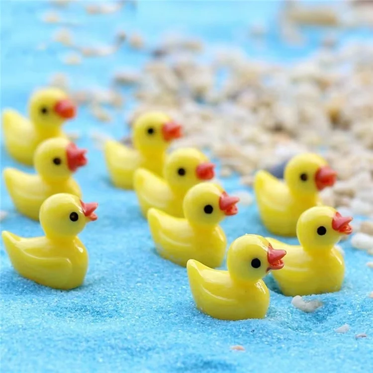 20Pcs DIY Craft Miniature Ducks Resin Accessories for Micro Landscape Terrarium Jewelry Making Phone Case Decoration - Green
