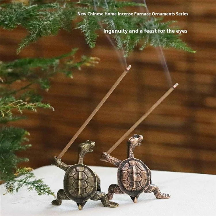 Kreativer Räucherstäbchenhalter in Schildkrötenform - Legierung Räuchergefäß Ständer Ornament für Zuhause Büro Meditation - Rot