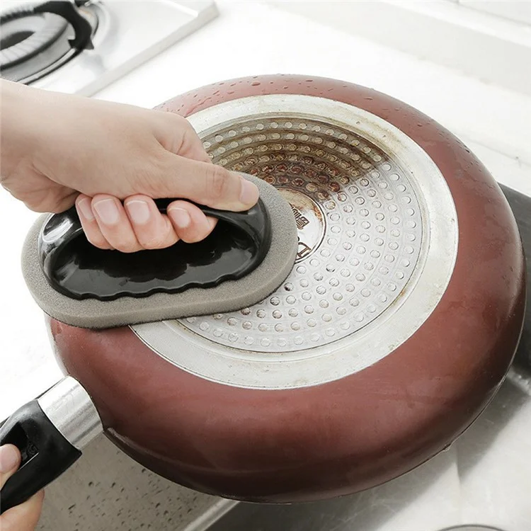Escova de Limpeza Ergonômica com Esponja Abrasiva para Panelas, Pias e Remoção de Ferrugem e Óleo