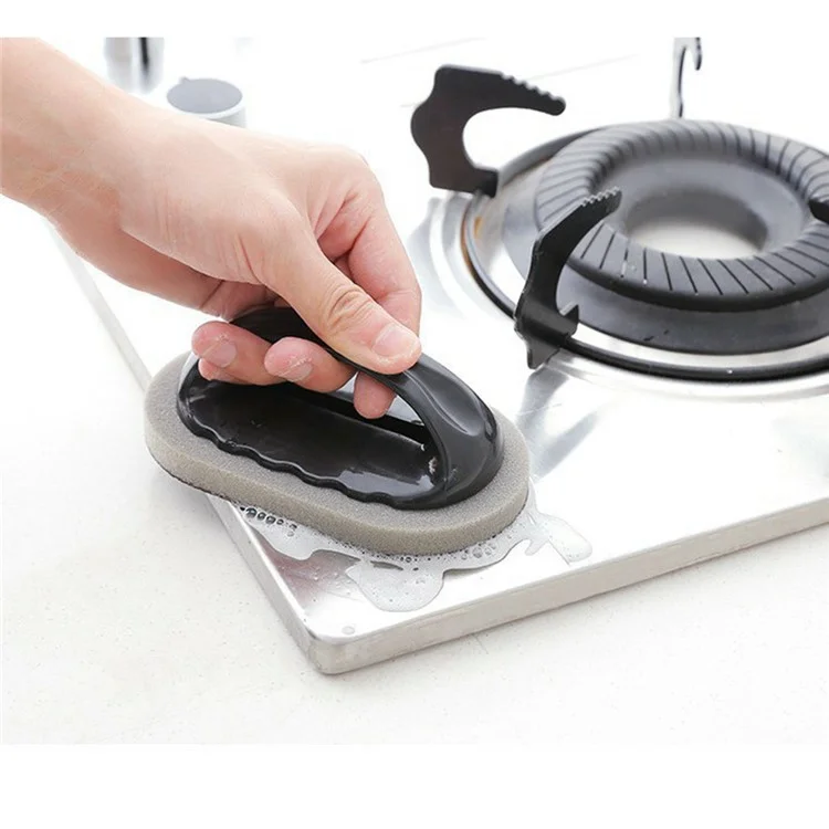 Escova de Limpeza Ergonômica com Esponja Abrasiva para Panelas, Pias e Remoção de Ferrugem e Óleo