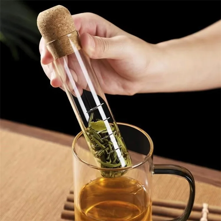 Infusore per tè in vetro borosilicato di alta qualità, colino per tè sfuso, facile da usare, trasparente, riutilizzabile, con filtro e strumento per preparare tè (Privo di FDA, senza BPA)