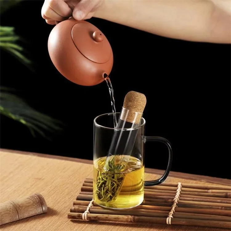 Infusore per tè in vetro borosilicato di alta qualità, colino per tè sfuso, facile da usare, trasparente, riutilizzabile, con filtro e strumento per preparare tè (Privo di FDA, senza BPA)