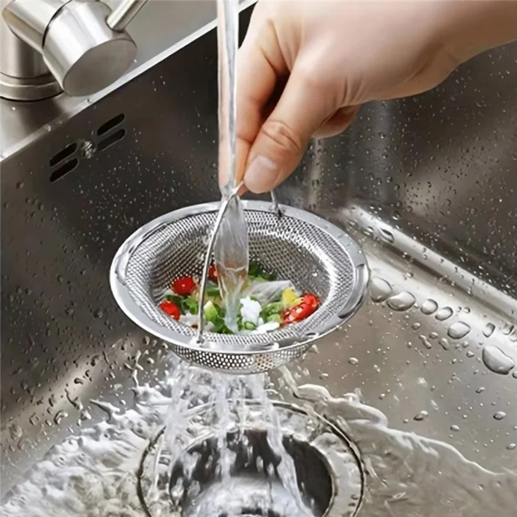 Filtro per lavello da cucina in acciaio inossidabile Cestello di scarico con manico di sollevamento