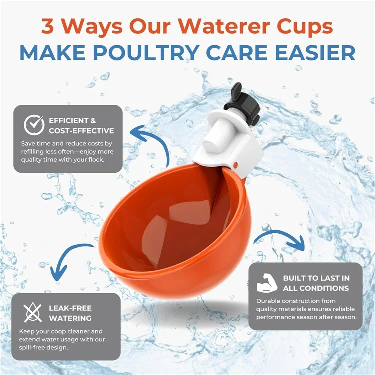 5 Peças Bebedouro Automático para Aves Comedouro de Água para Galinhas Pombos - Laranja