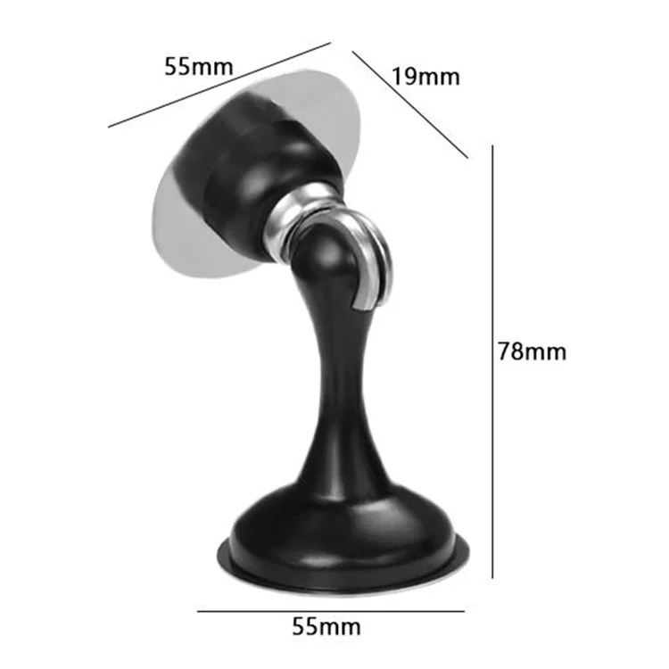 2 Pezzi Fermaporta Magnetico in Acciaio Inox per Porte in Vetro e Legno Assorbitori di Urti - Nero