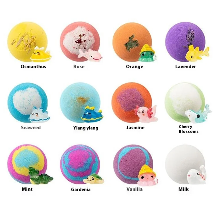 12 Pezzi Palline da Bagno all'Oceano da 60g per Bambini - Sollievo dallo Stress, Aromaterapia e Spa