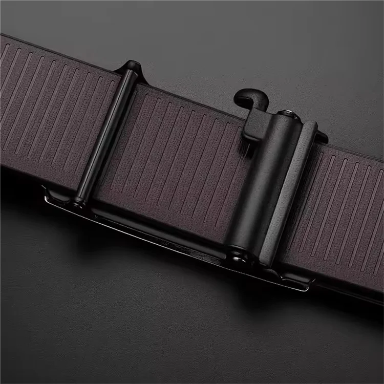 Cinto Social de Couro com Fivela Automática Masculino, Sem Furos, Comprimento 130cm - Preto