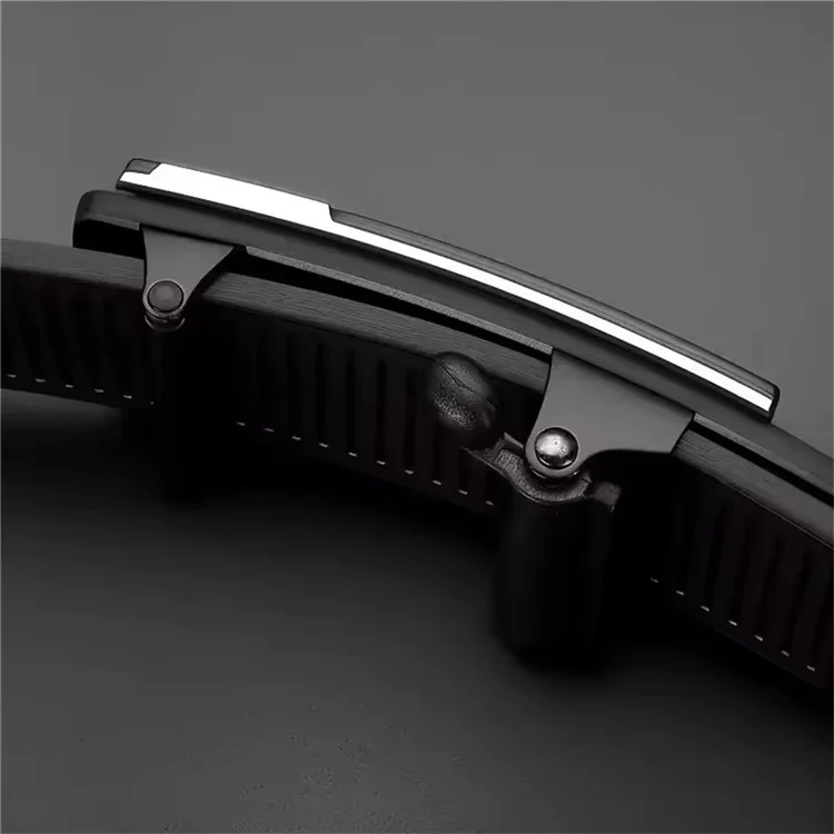 Cinto Social de Couro com Fivela Automática Masculino, Sem Furos, Comprimento 130cm - Preto